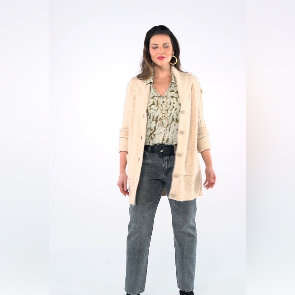 CAbi Steady - cream long length Sweater cardigan